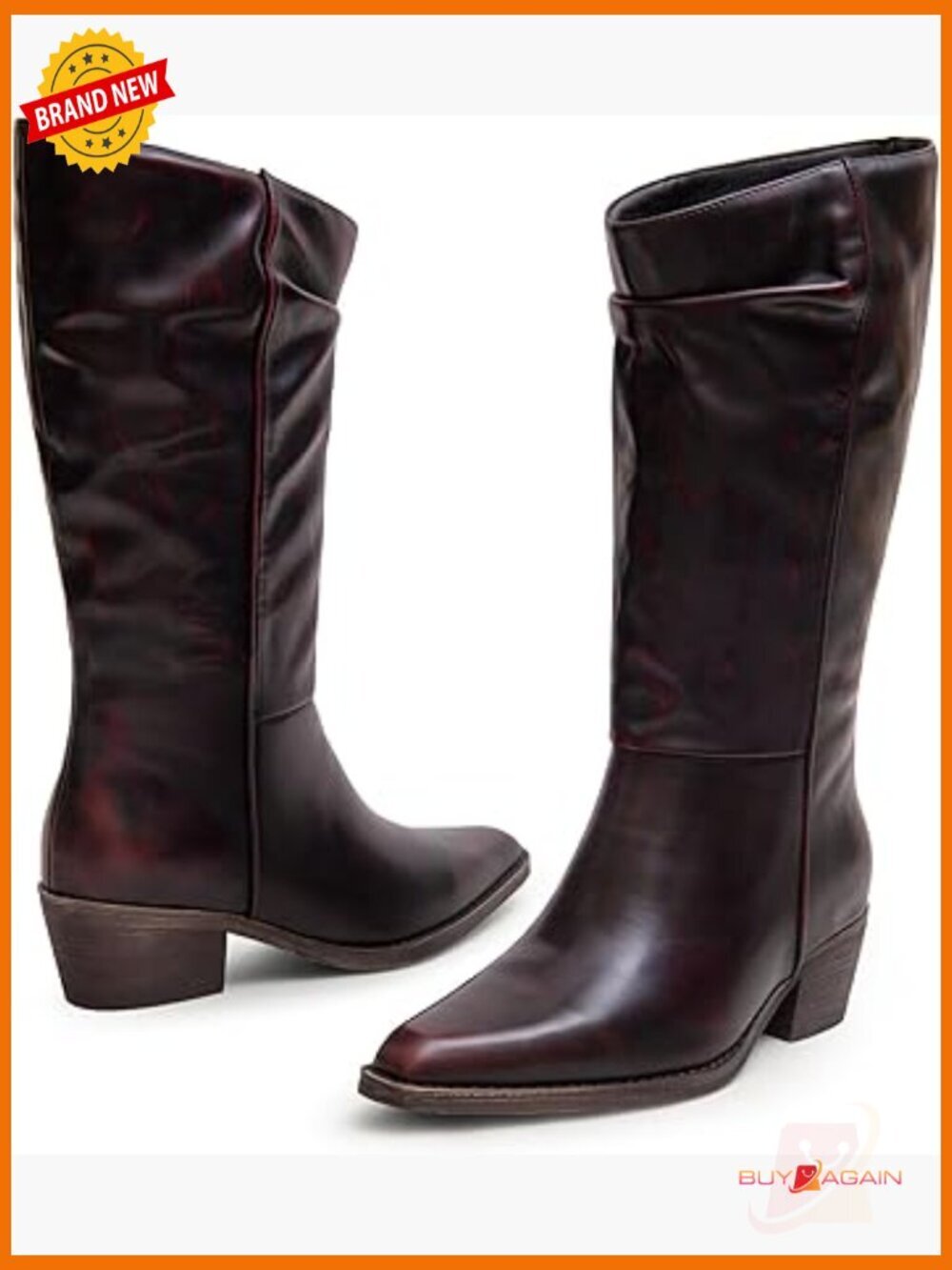 Cowboy Boots for Women Cowgirl Western Boots Mid Calf Low Chunky Heel Pointed